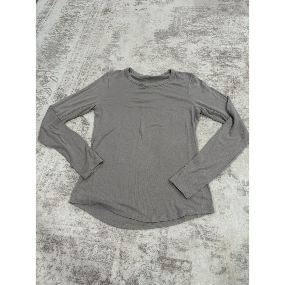 Lululemon Hold Tight Long Sleeve Shirt Tee Rhino Grey Ribbed Size 8